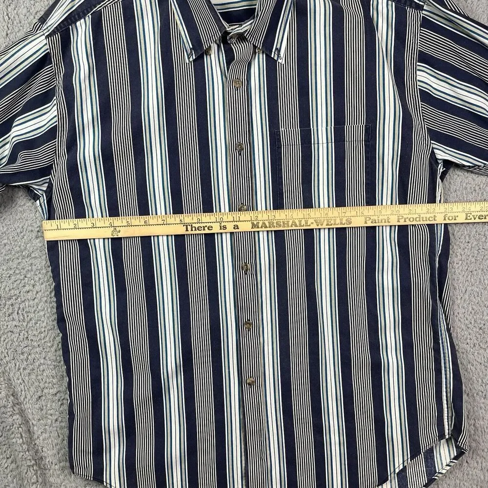 Vintage Sutter & Grant Striped Button Up Shirt White Blue Sz‎ Large